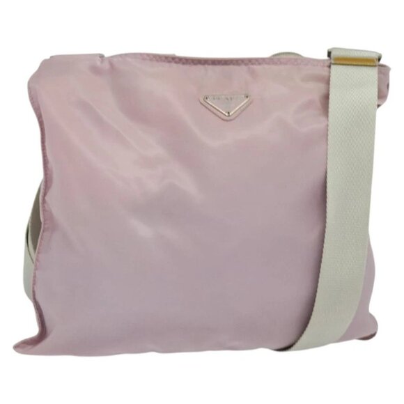PRADA Shoulder Bag Nylon Pink Silver Auth gh360 - Picture 1 of 16